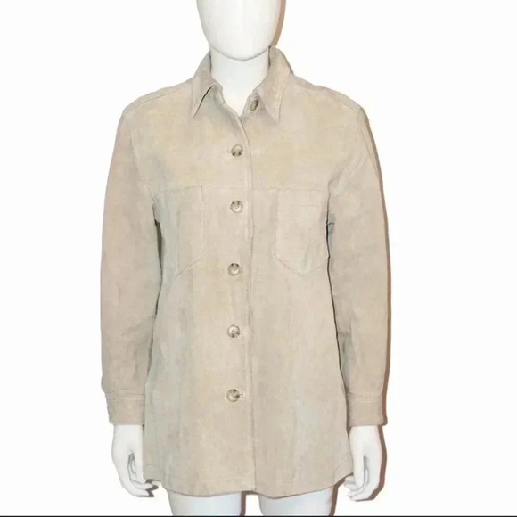 Marsh Landing Tops - 100% Genuine Leather Marsh Landing Women's Suede Shirt Jacket Coat Button Up M